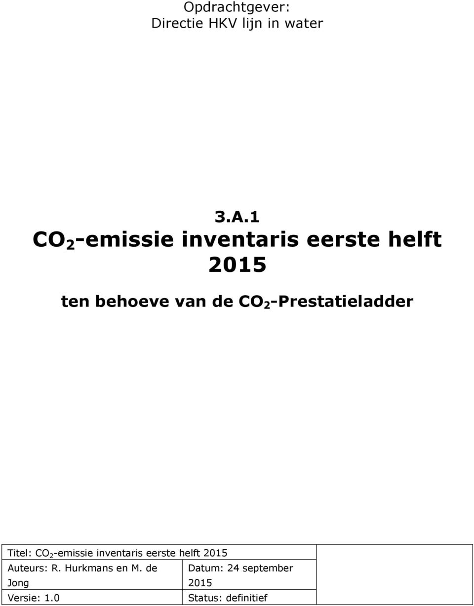 2 -Prestatieladder Titel: CO 2 -emissie inventaris eerste helft