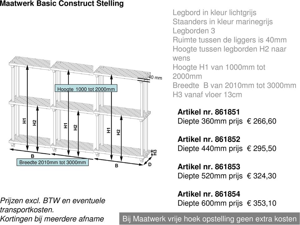 861851 Diepte 360mm prijs 266,60 Artikel nr.