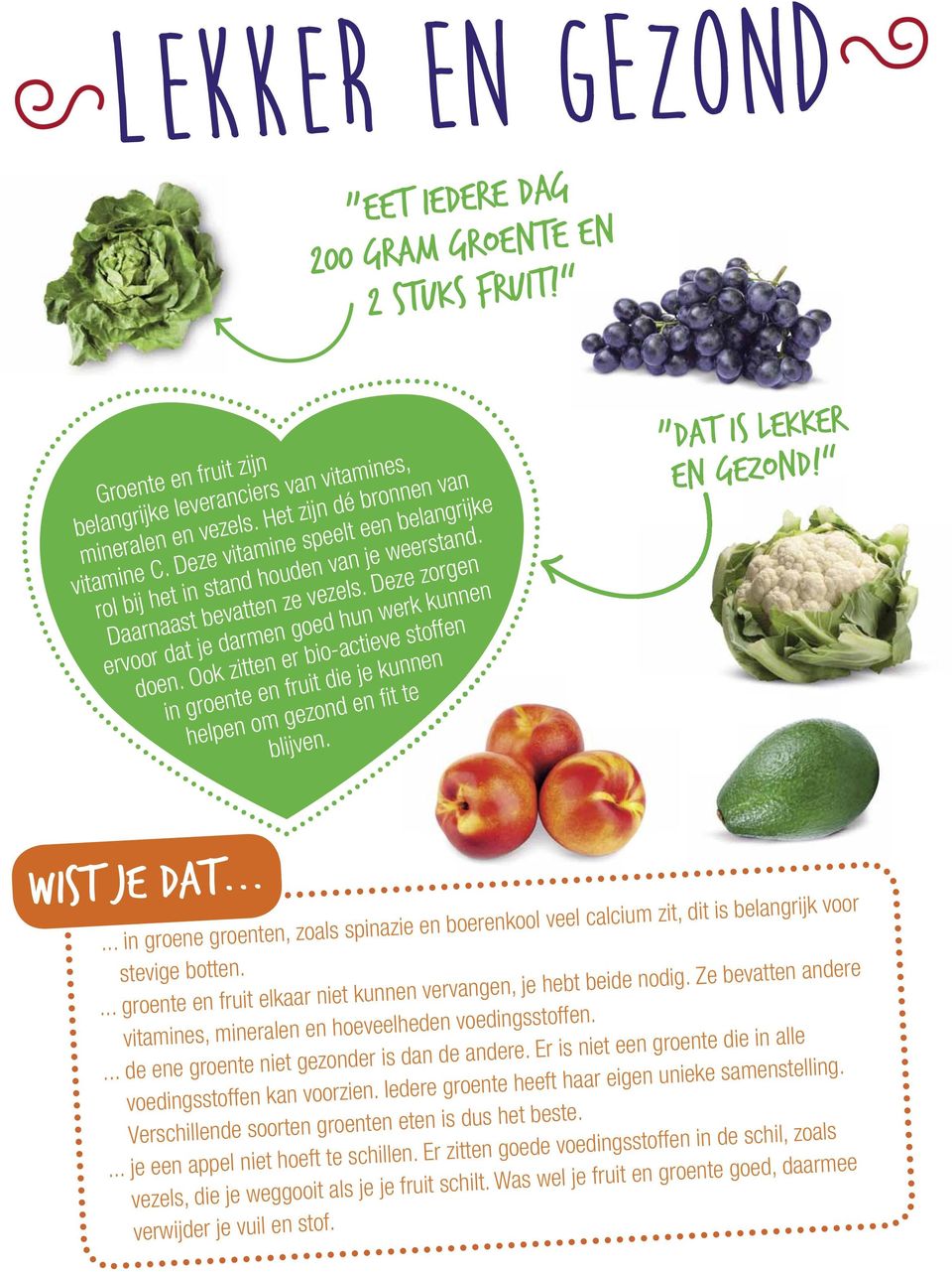 Ook zitten er bio-actieve stoffen in groente en fruit die je kunnen helpen om gezond en fi t te blijven. Dat is lekker en gezond! Wist je dat.