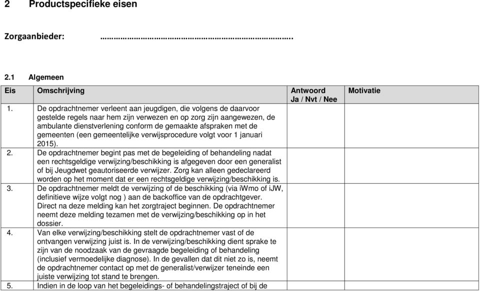 gemeenten (een gemeentelijke verwijsprocedure volgt voor 1 januari 20