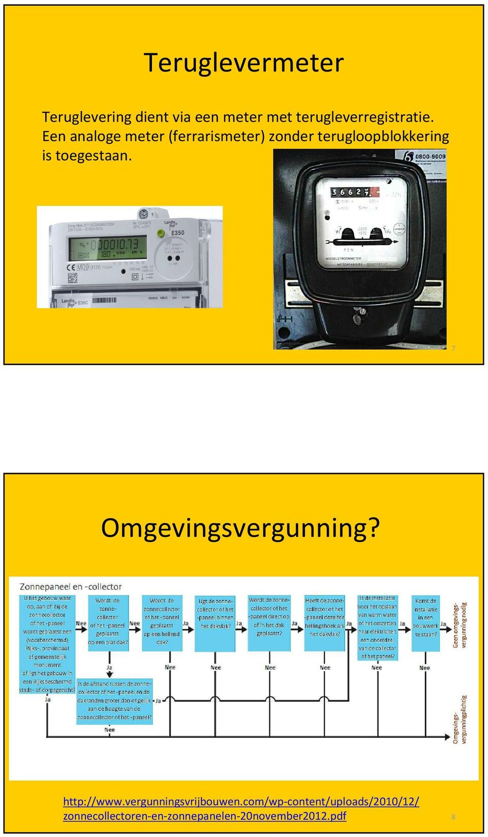 Een analoge meter (ferrarismeter) zonder terugloopblokkering is