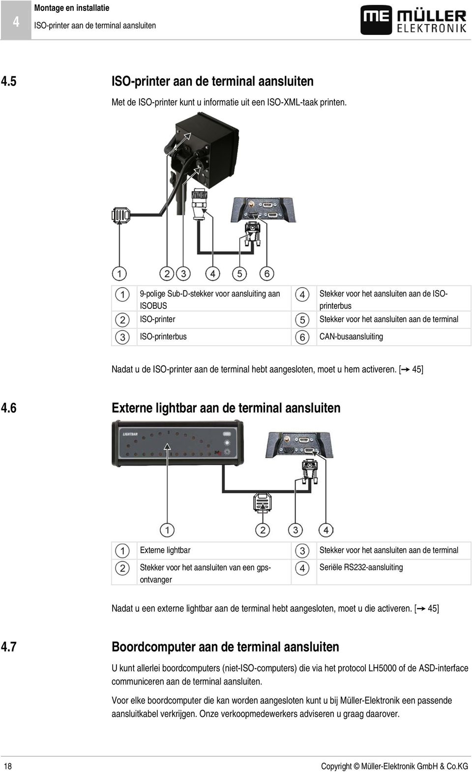 de ISO-printer aan de terminal hebt aangesloten, moet u hem activeren. [ 45] 4.