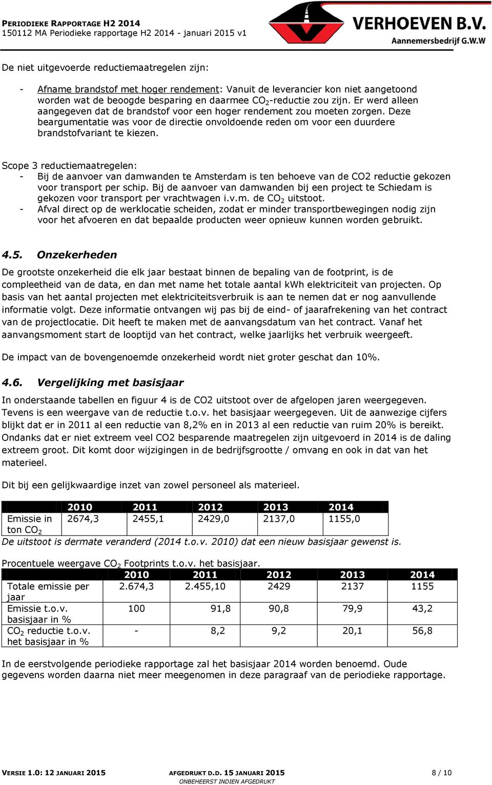 Scope 3 reductiemaatregelen: - Bij de aanvoer van damwanden te Amsterdam is ten behoeve van de CO2 reductie gekozen voor transport per schip.