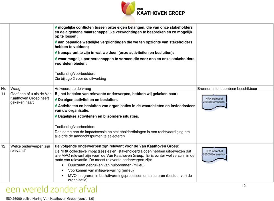 onze stakeholders voordelen bieden; Toelichting/voorbeelden: Zie bijlage 2 voor de uitwerking Nr.