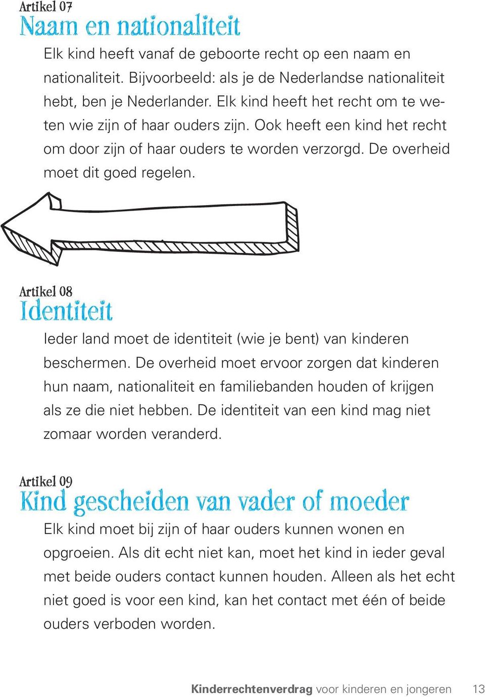 Artikel 08 Identiteit Ieder land moet de identiteit (wie je bent) van kinderen beschermen.