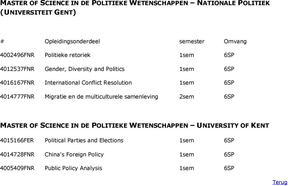 Migratie en de multiculturele samenleving 2sem 6SP MASTER OF SCIENCE IN DE POLITIEKE WETENSCHAPPEN UNIVERSITY OF KENT