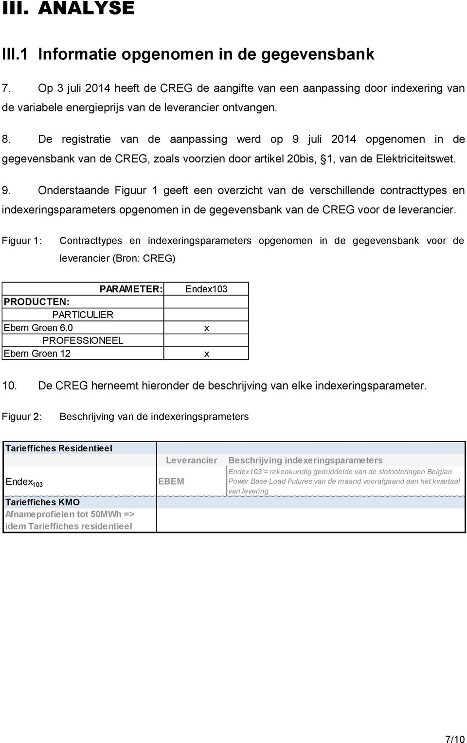 juli 2014 opgenomen in de gegevensbank van de CREG, zoals voorzien door artikel 20bis, 1, van de Elektriciteitswet. 9.