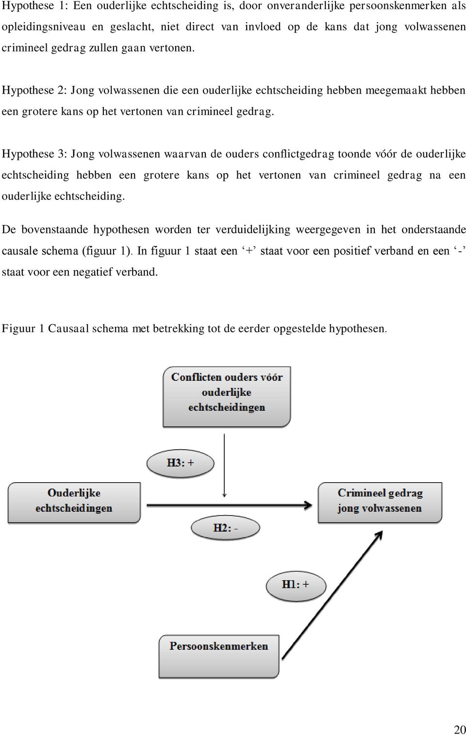 Hypothese 3: Jong volwassenen waarvan de ouders conflictgedrag toonde vóór de ouderlijke echtscheiding hebben een grotere kans op het vertonen van crimineel gedrag na een ouderlijke echtscheiding.