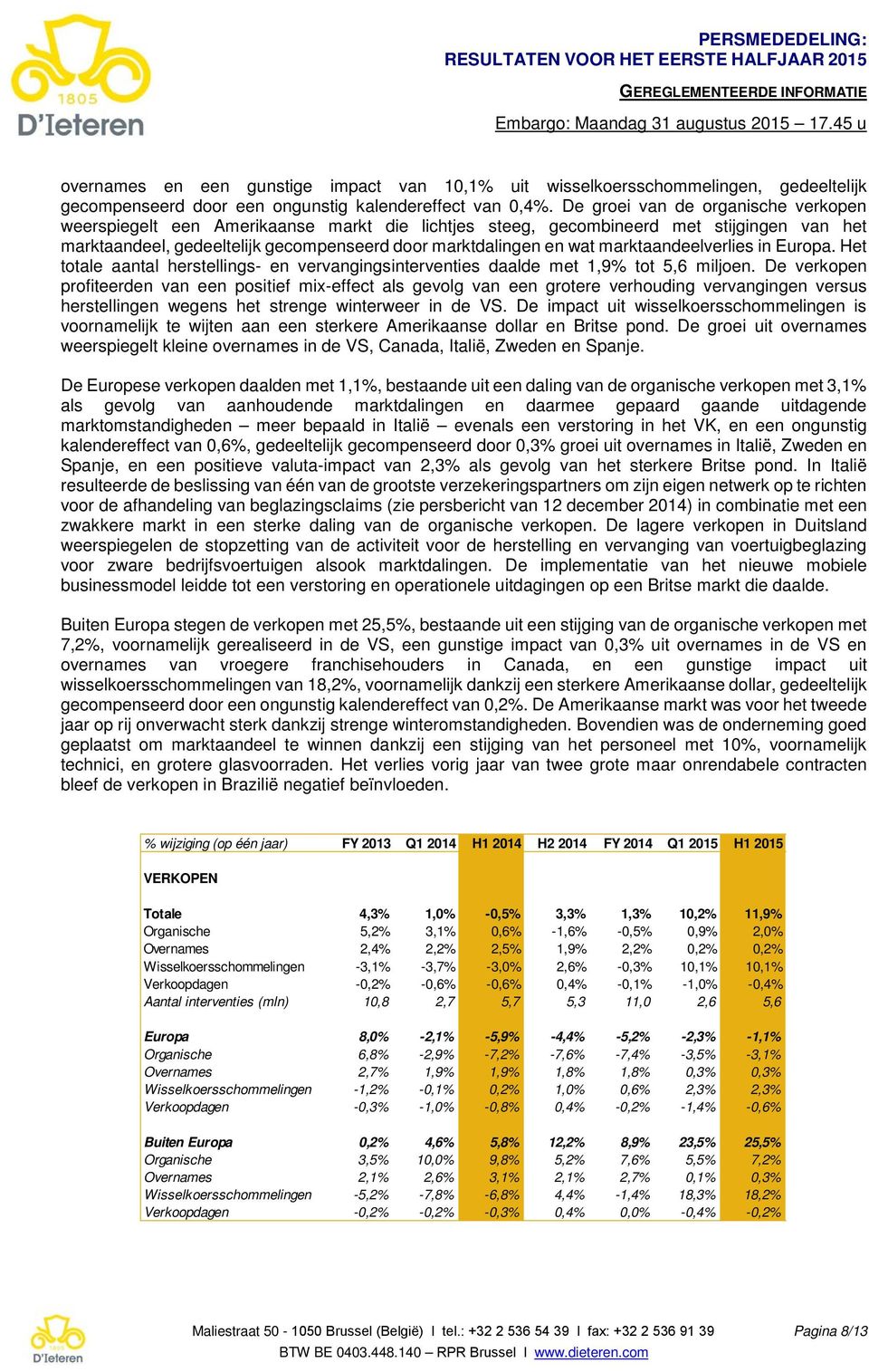 marktaandeelverlies in Europa. Het totale aantal herstellings- en vervangingsinterventies daalde met 1,9% tot 5,6 miljoen.