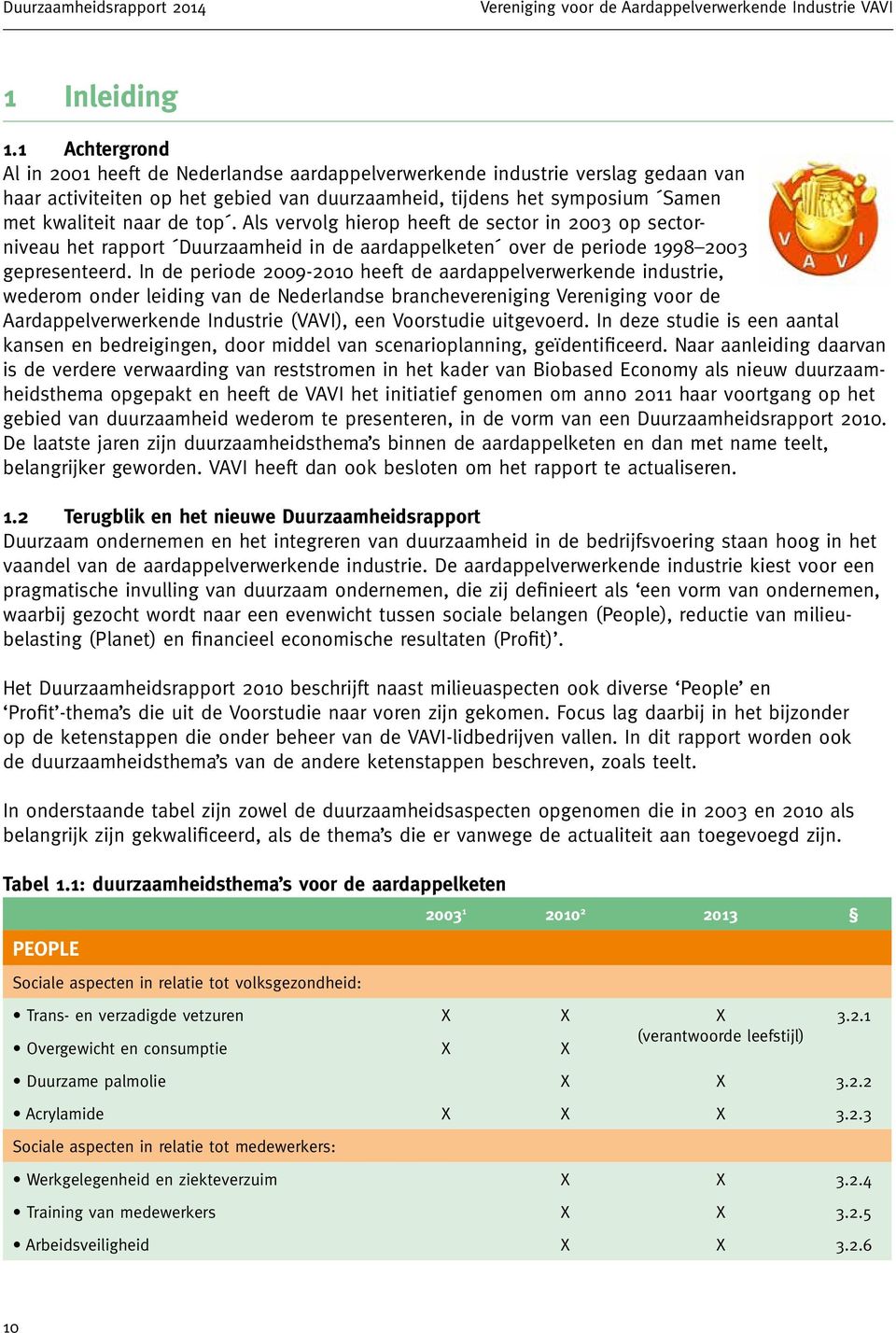 Als vervolg hierop heeft de sector in 2003 op sectorniveau het rapport Duurzaamheid in de aardappelketen over de periode 1998 2003 gepresenteerd.