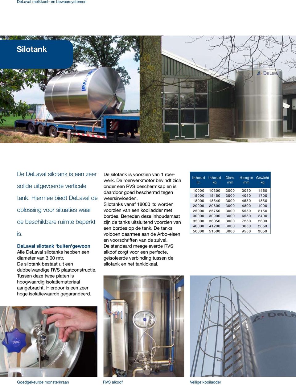 Tussen deze twee platen is hoogwaardig isolatiemateriaal aangebracht. Hierdoor is een zeer hoge isolatiewaarde gegarandeerd. De silotank is voorzien van 1 roerwerk.