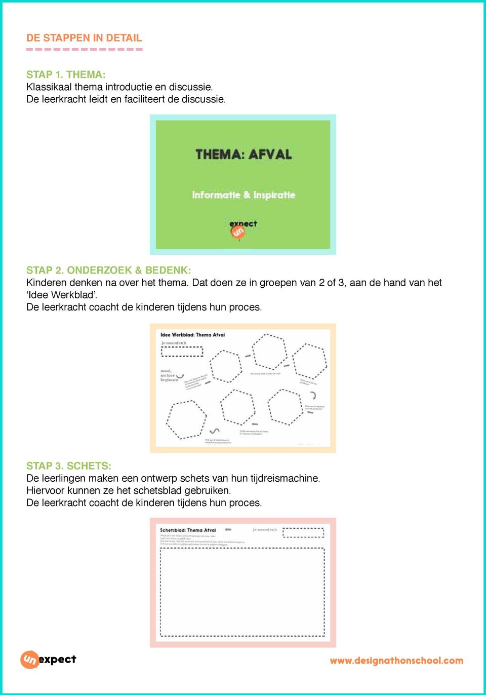 Dat doen ze in groepen van 2 of 3, aan de hand van het Idee Werkblad. De leerkracht coacht de kinderen tijdens hun proces.