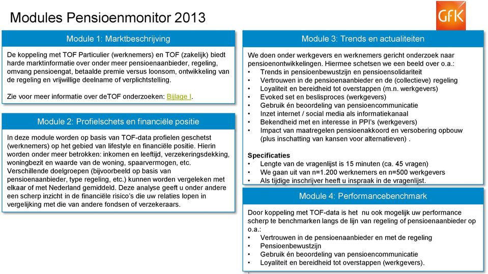 Module 2: Profielschets en financiële positie In deze module worden op basis van TOF-data profielen geschetst (werknemers) op het gebied van lifestyle en financiële positie.