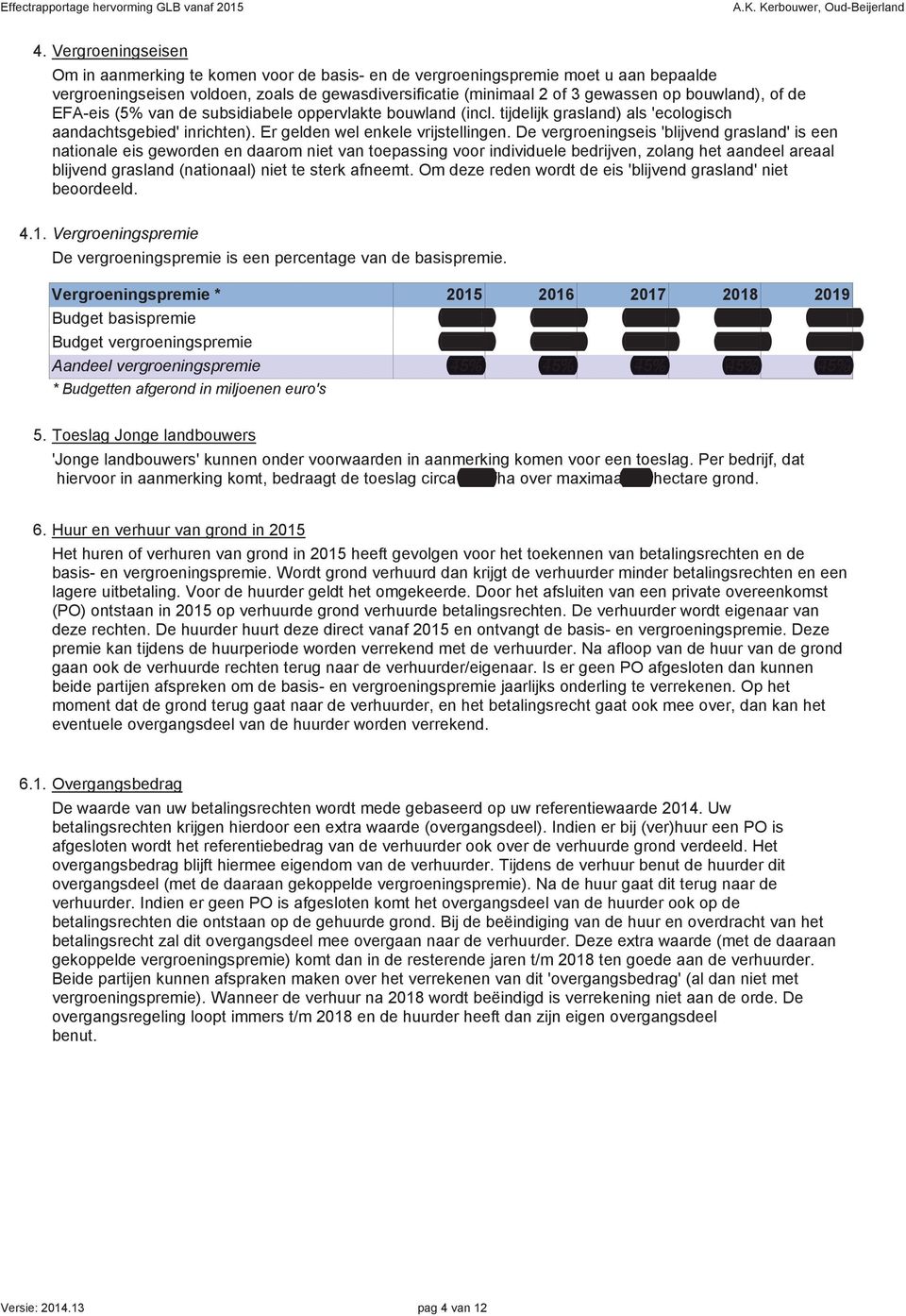 De vergroeningseis 'blijvend grasland' is een nationale eis geworden en daarom niet van toepassing voor individuele bedrijven, zolang het aandeel areaal blijvend grasland (nationaal) niet te sterk