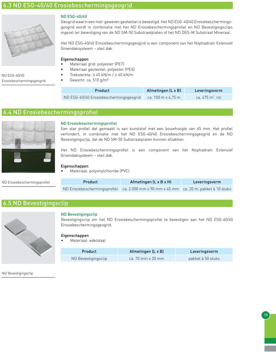 Substraat Mineraal. Het ND ESG-40/40 Erosiebeschermingsgeogrid is een component van het Nophadrain Extensief Groendaksysteem steil dak.