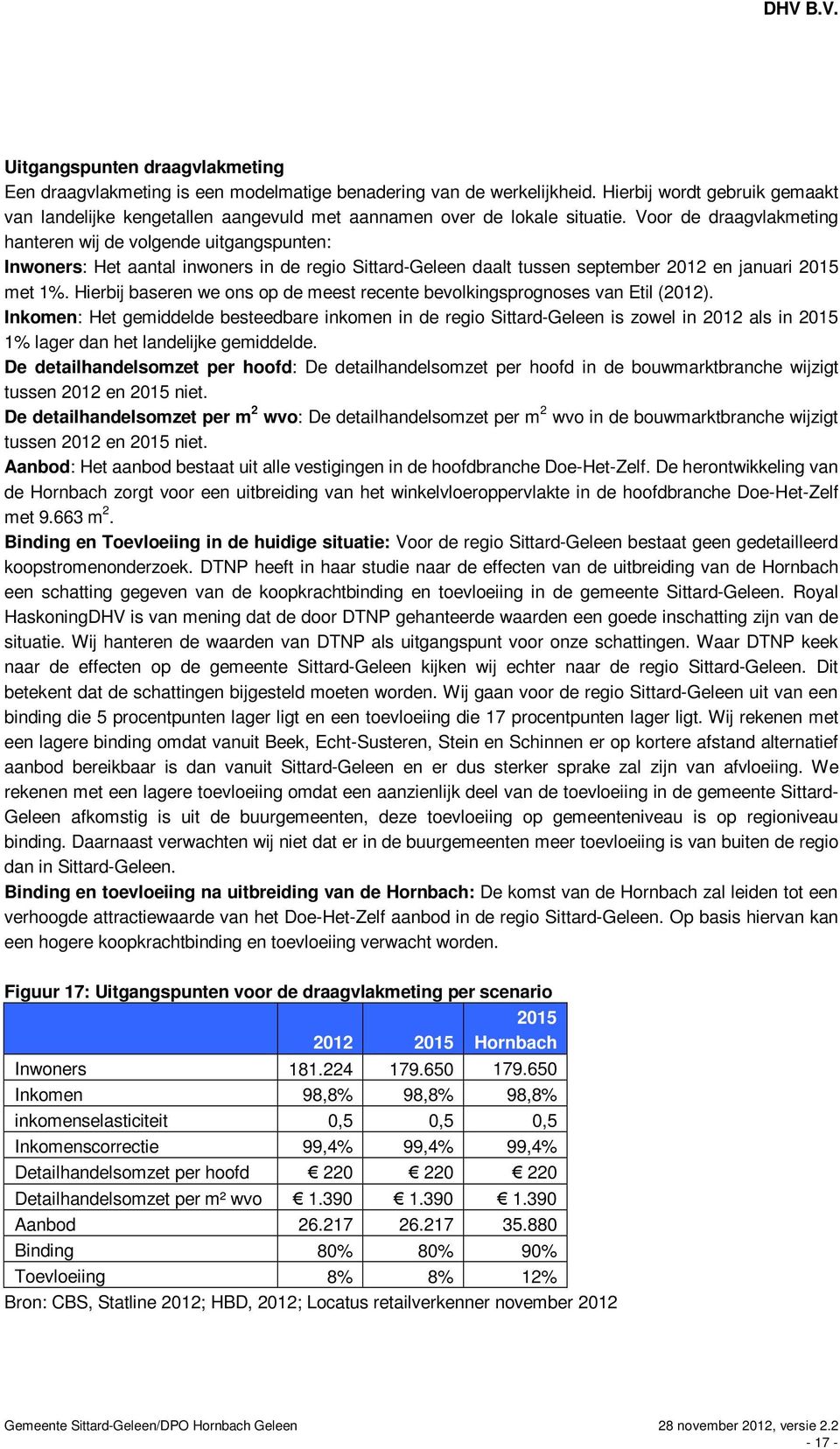 Voor de draagvlakmeting hanteren wij de volgende uitgangspunten: Inwoners: Het aantal inwoners in de regio Sittard-Geleen daalt tussen september 2012 en januari 2015 met 1%.