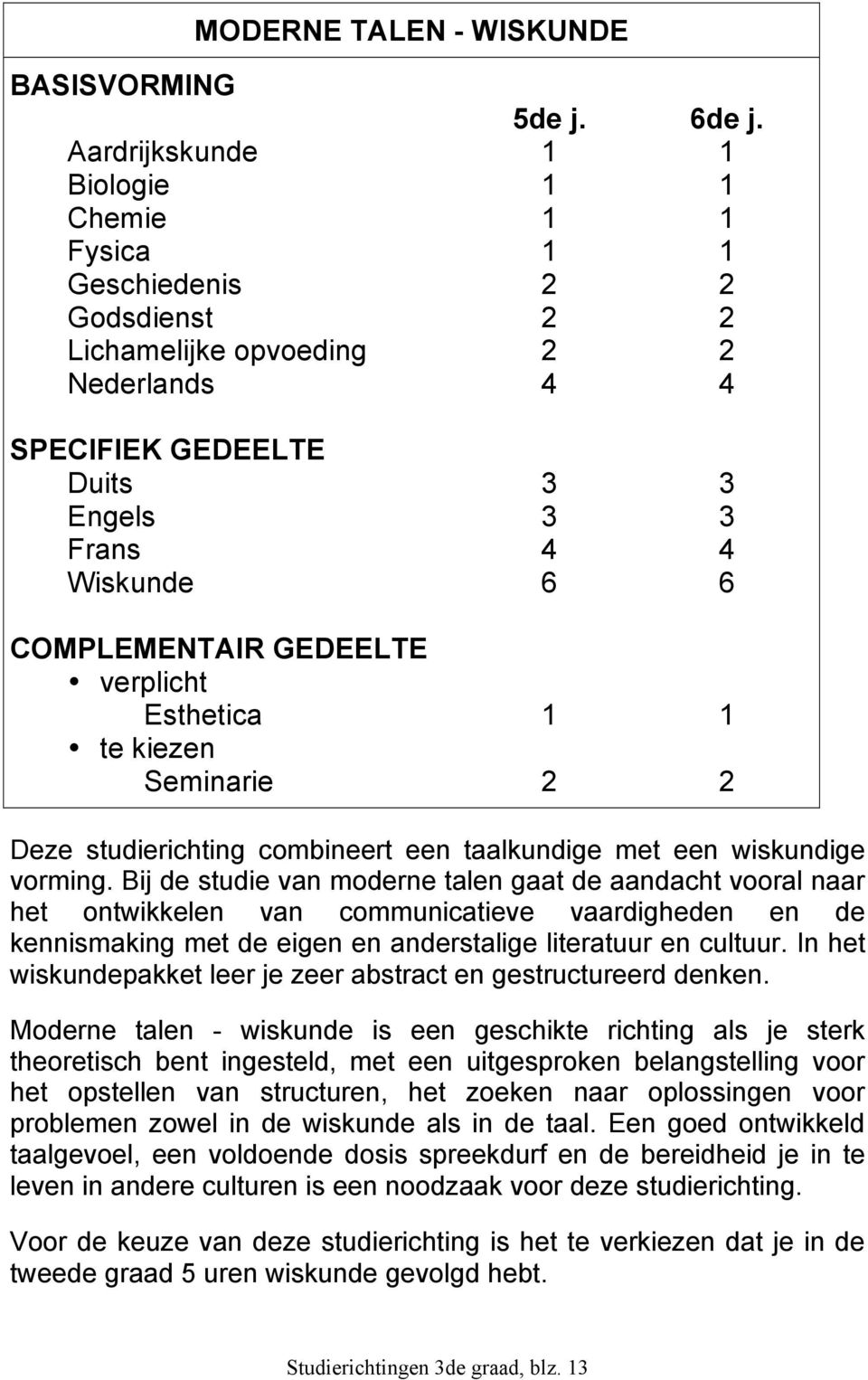 Bij de studie van moderne talen gaat de aandacht vooral naar het ontwikkelen van communicatieve vaardigheden en de kennismaking met de eigen en anderstalige literatuur en cultuur.