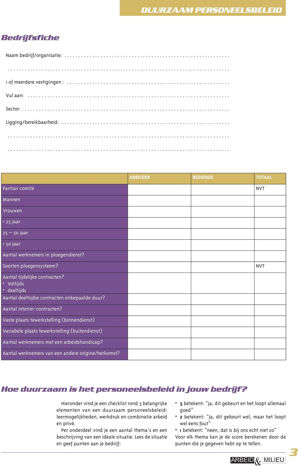 ......................................................................................................................................................................................................................... ARBEIDER BEDIENDE TOTAAL Paritair comité NVT Mannen Vrouwen < 25 jaar 25 50 jaar > 50 jaar Aantal werknemers in ploegendienst?