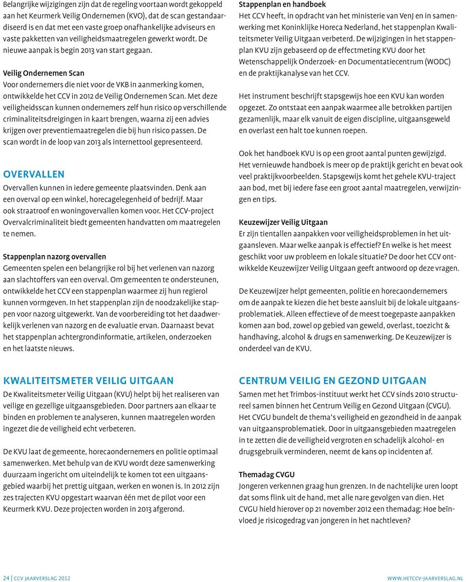 Veilig Ondernemen Scan Voor ondernemers die niet voor de VKB in aanmerking komen, ontwikkelde het CCV in 2012 de Veilig Ondernemen Scan.