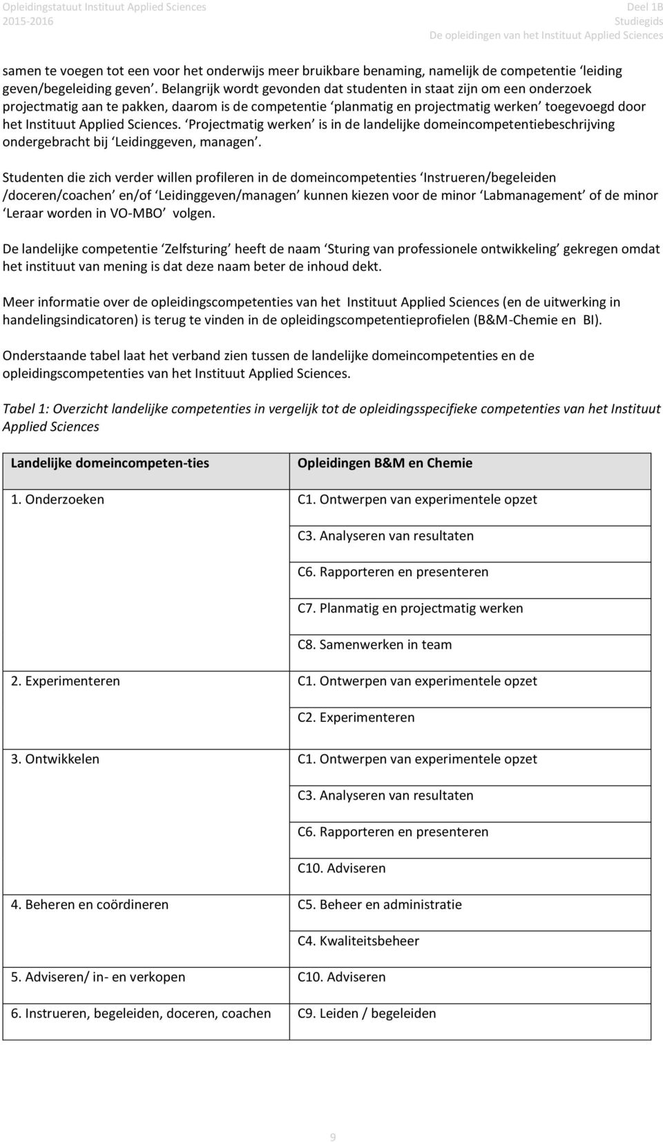 Projectmatig werken is in de landelijke domeincompetentiebeschrijving ondergebracht bij Leidinggeven, managen.