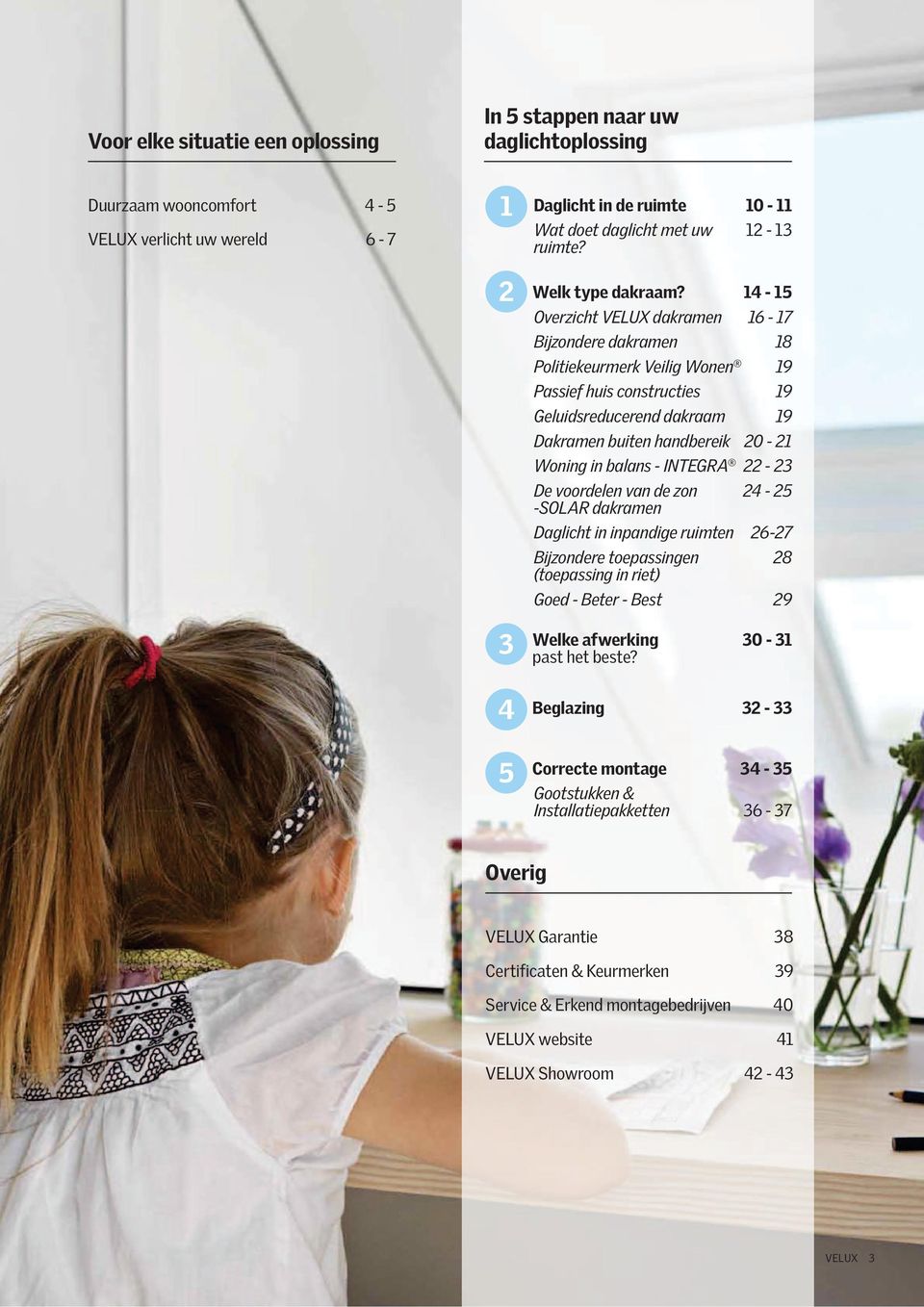 14-15 Overzicht VELUX dakramen 16-17 Bijzondere dakramen 18 Politiekeurmerk Veilig Wonen 19 Passief huis constructies 19 Geluidsreducerend dakraam 19 Dakramen buiten handbereik 20-21 Woning in balans