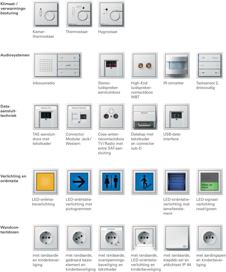 en connector sub-d Verlichting en oriëntatie lamellenelement pictogrammen LED-signaalverlichting rood / groen Klimaat- / verwarmingsbesturing Wandcontactdozen Computer