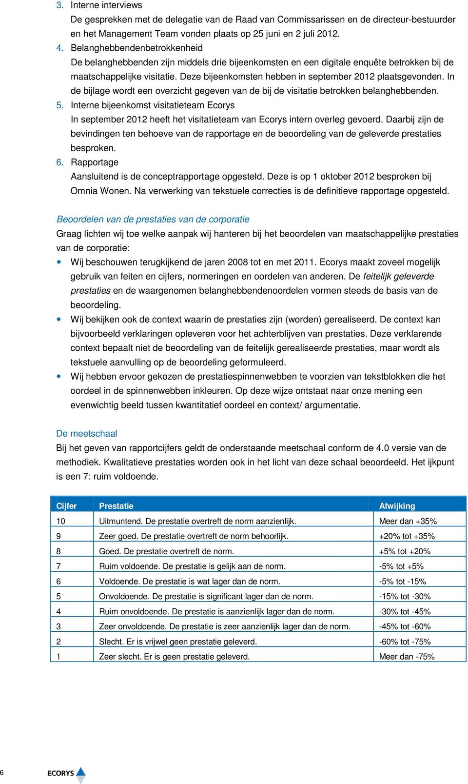 Deze bijeenkomsten hebben in september 2012 plaatsgevonden. In de bijlage wordt een overzicht gegeven van de bij de visitatie betrokken belanghebbenden. 5.