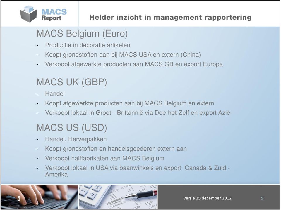 lokaal in Groot - Brittannië via Doe-het-Zelf en export Azië MACS US (USD) - Handel, Herverpakken - Koopt grondstoffen en