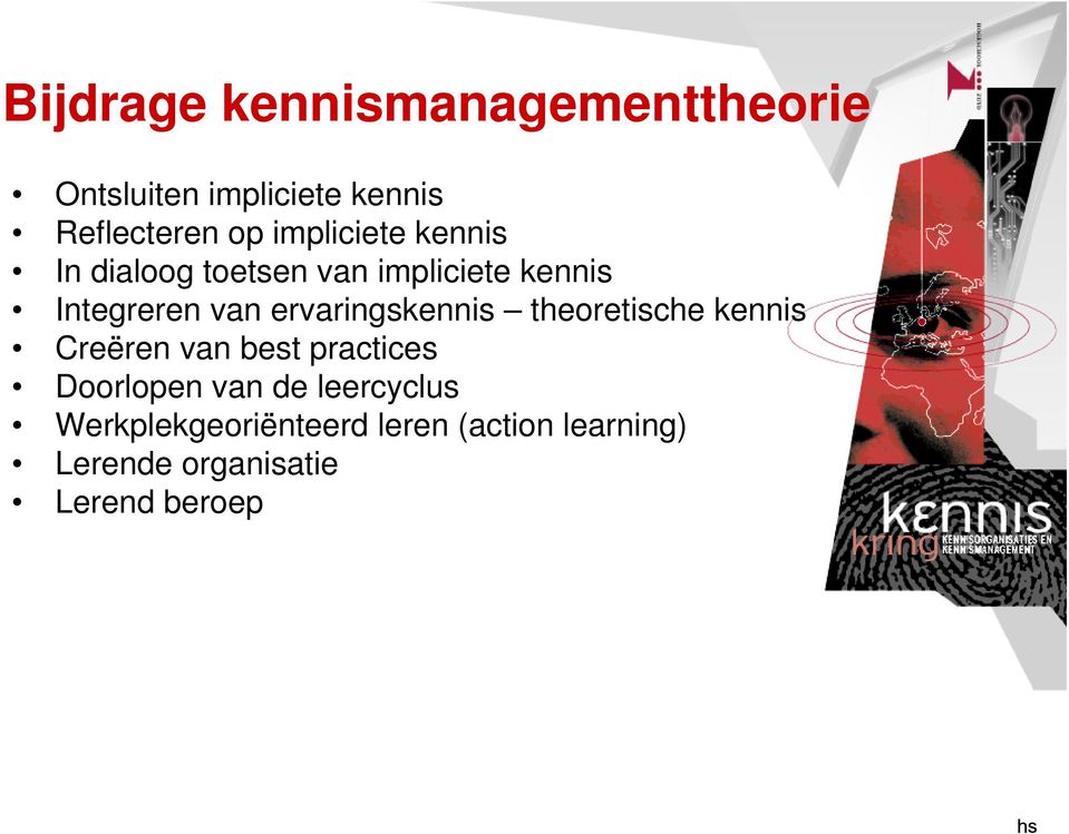 ervaringskennis theoretische kennis Creëren van best practices Doorlopen van de