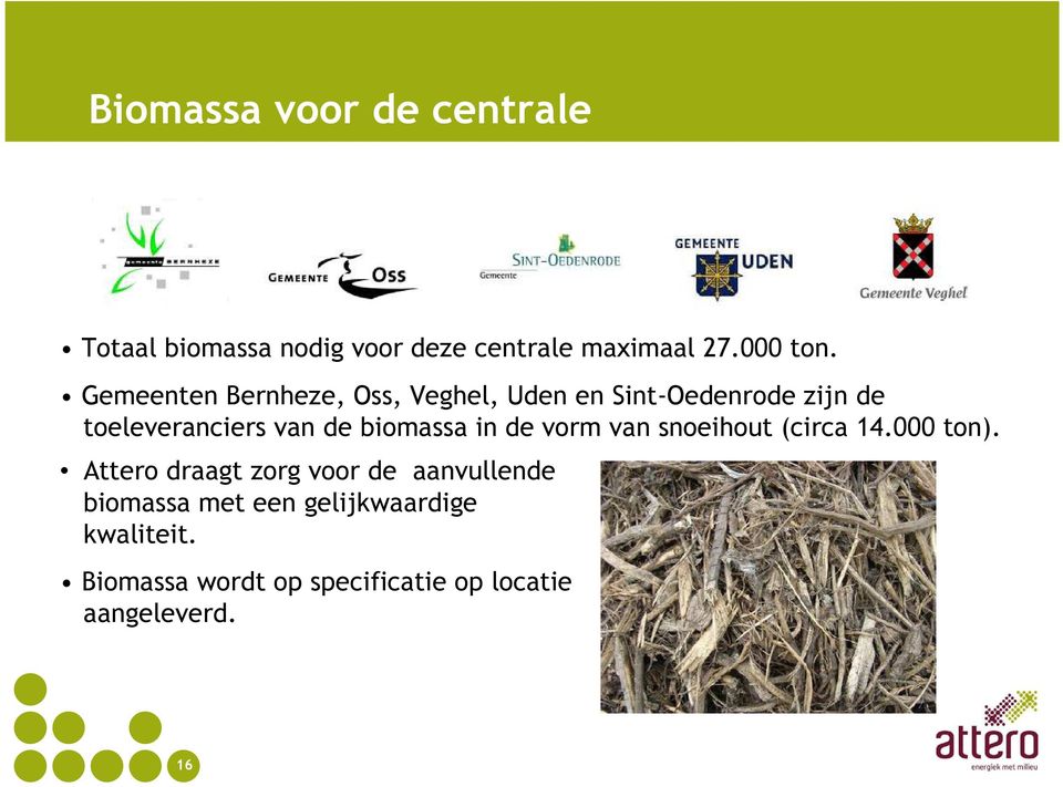 biomassa in de vorm van snoeihout (circa 14.000 ton).