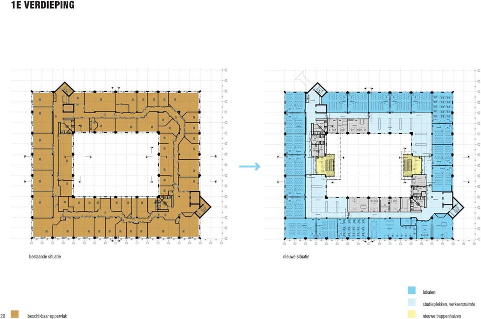 oppervlak lokalen studieplekken,