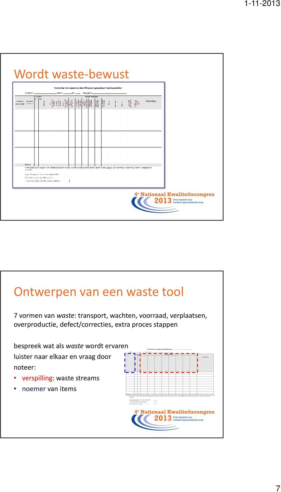 defect/correcties, extra proces stappen bespreek wat als waste wordt