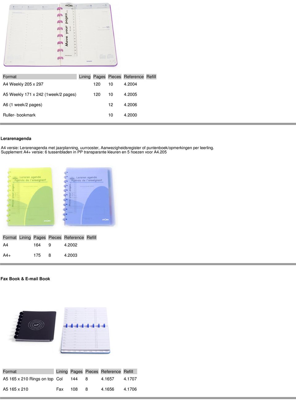 2000 Lerarenagenda A4 versie: Lerarenagenda met jaarplanning, uurrooster, Aanwezigheidsregister of puntenboek/opmerkingen per