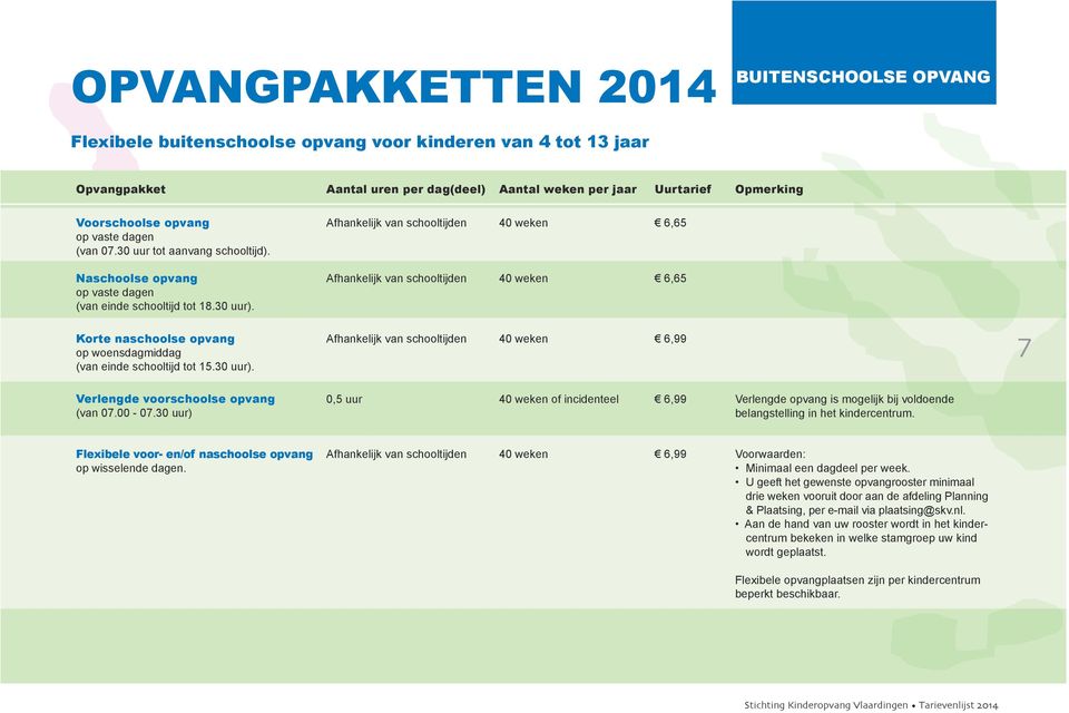 Korte naschoolse opvang op woensdagmiddag (van einde schooltijd tot 15.30 uur).