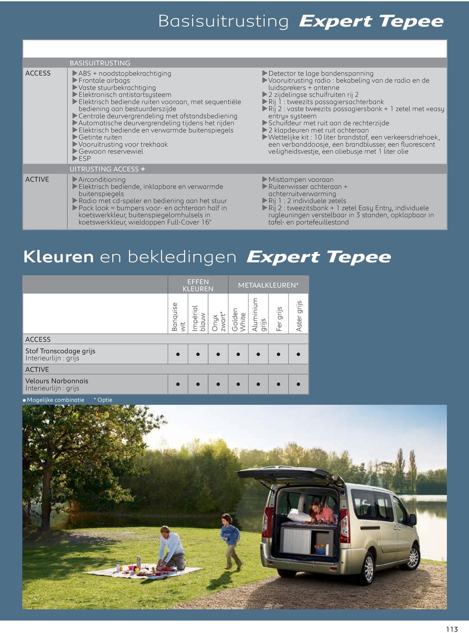 buitenspiegels u Getinte ruiten u Vooruitrusting voor trekhaak u Gewoon reservewiel u ESP UITRUSTING ACCESS + u Airconditioning u Elektrisch bediende, inklapbare en verwarmde buitenspiegels u Radio