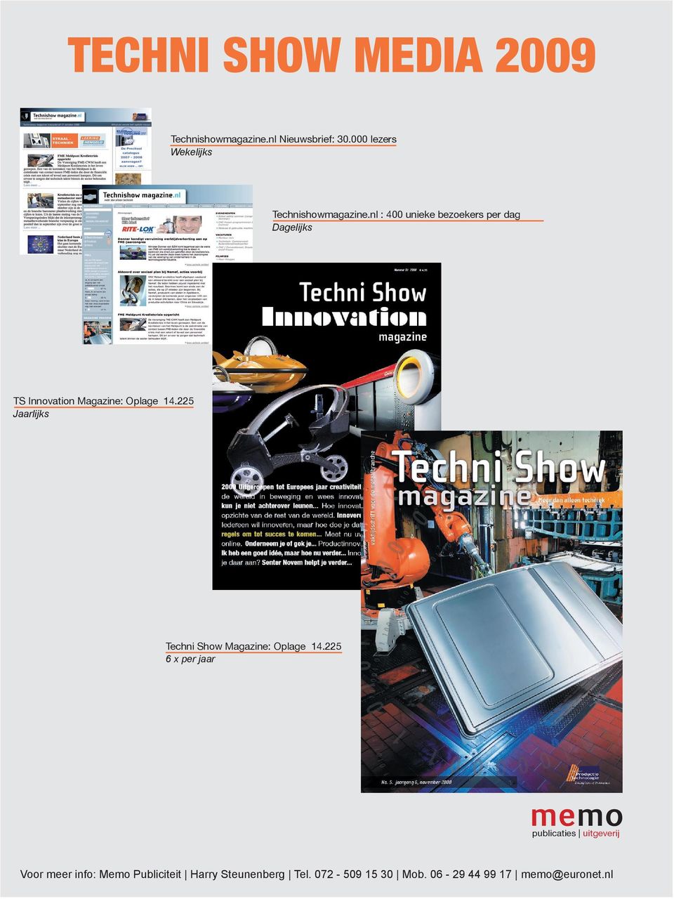 nl : 400 unieke bezoekers per dag Dagelijks TS Innovation Magazine: Oplage 14.