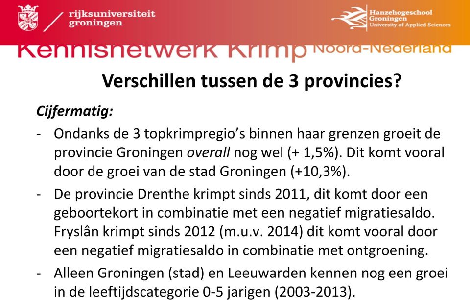 Dit komt vooral door de groei van de stad Groningen (+10,3%).