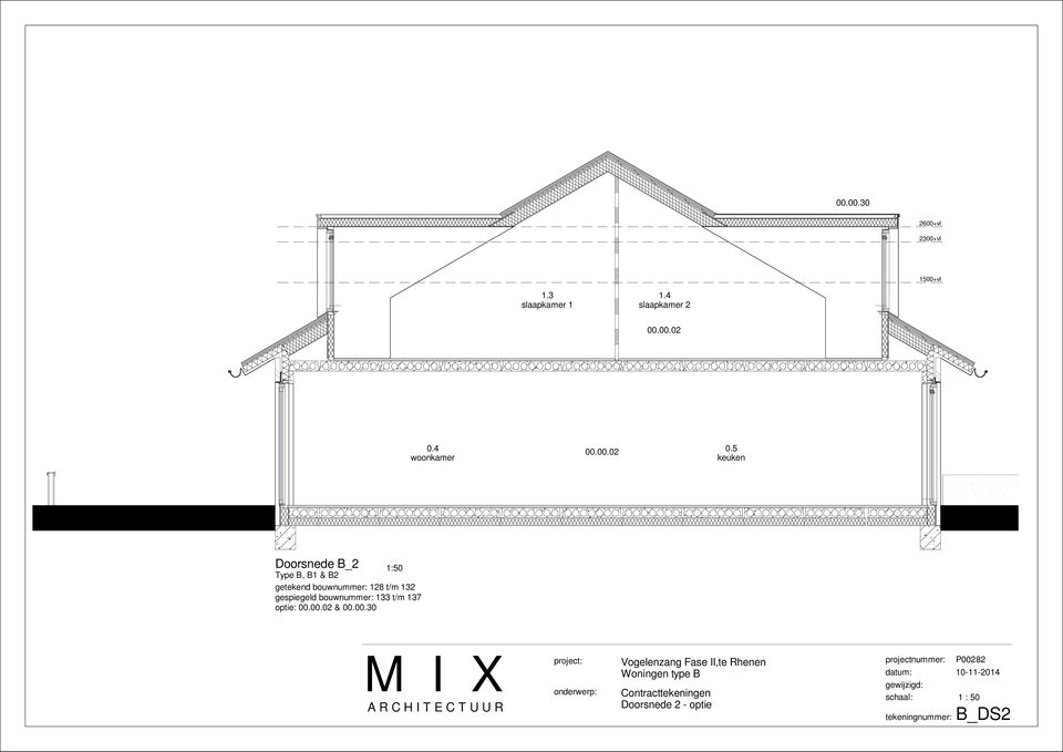 5 keuken Doorsnede B_2 Type B, B1 & B2 getekend bouwnummer: