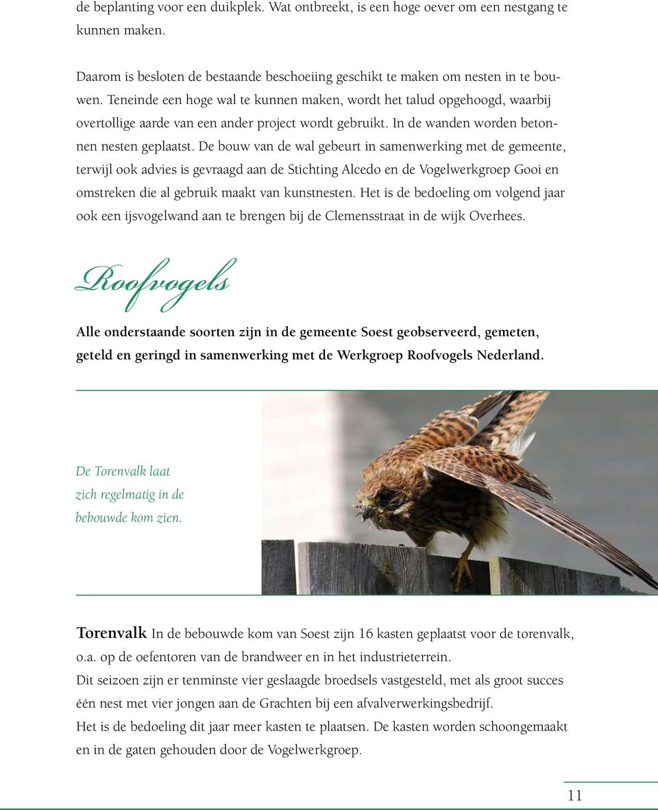 De bouw van de wal gebeurt in samenwerking met de gemeente, terwijl ook advies is gevraagd aan de Stichting Alcedo en de Vogelwerkgroep Gooi en omstreken die al gebruik maakt van kunstnesten.