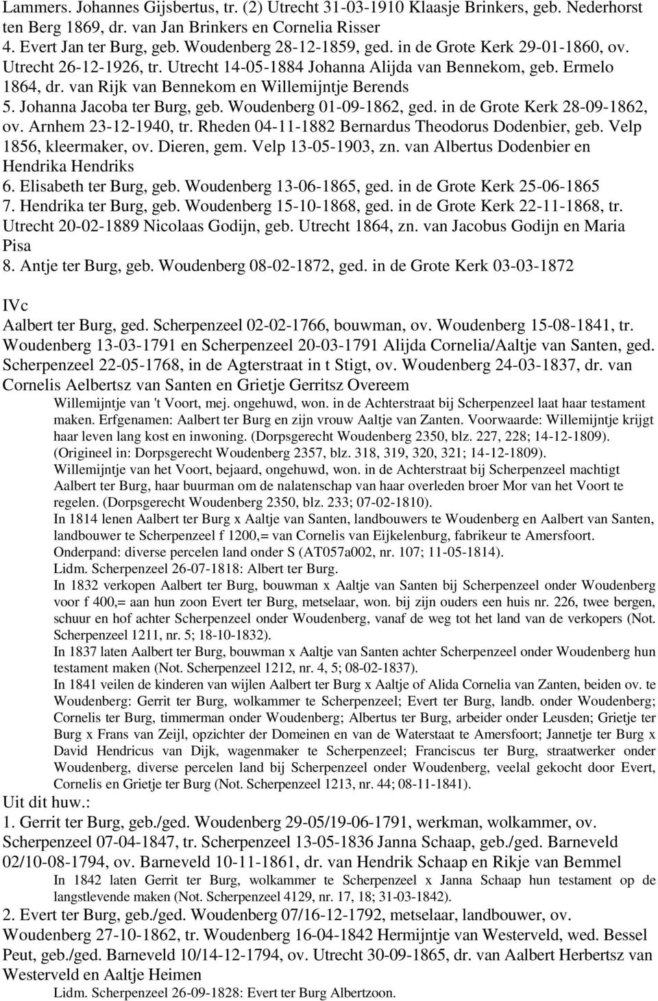van Rijk van Bennekom en Willemijntje Berends 5. Johanna Jacoba ter Burg, geb. Woudenberg 01-09-1862, ged. in de Grote Kerk 28-09-1862, ov. Arnhem 23-12-1940, tr.