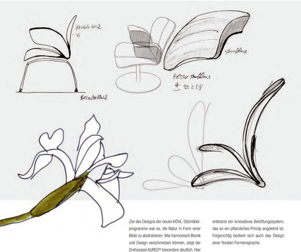 Wie harmonisch Bionik und Design verschmelzen können, zeigt der Drehsessel AUREO besonders