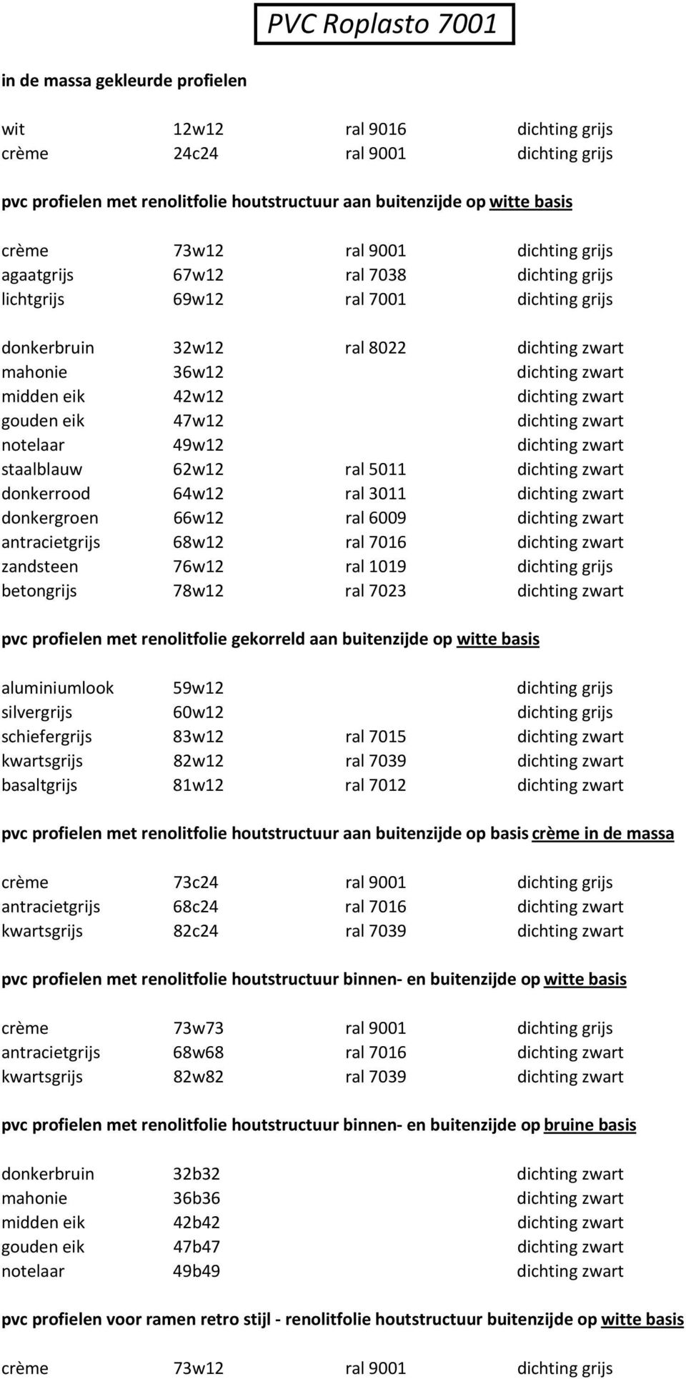 42w12 dichting zwart gouden eik 47w12 dichting zwart notelaar 49w12 dichting zwart staalblauw 62w12 ral 5011 dichting zwart donkerrood 64w12 ral 3011 dichting zwart donkergroen 66w12 ral 6009