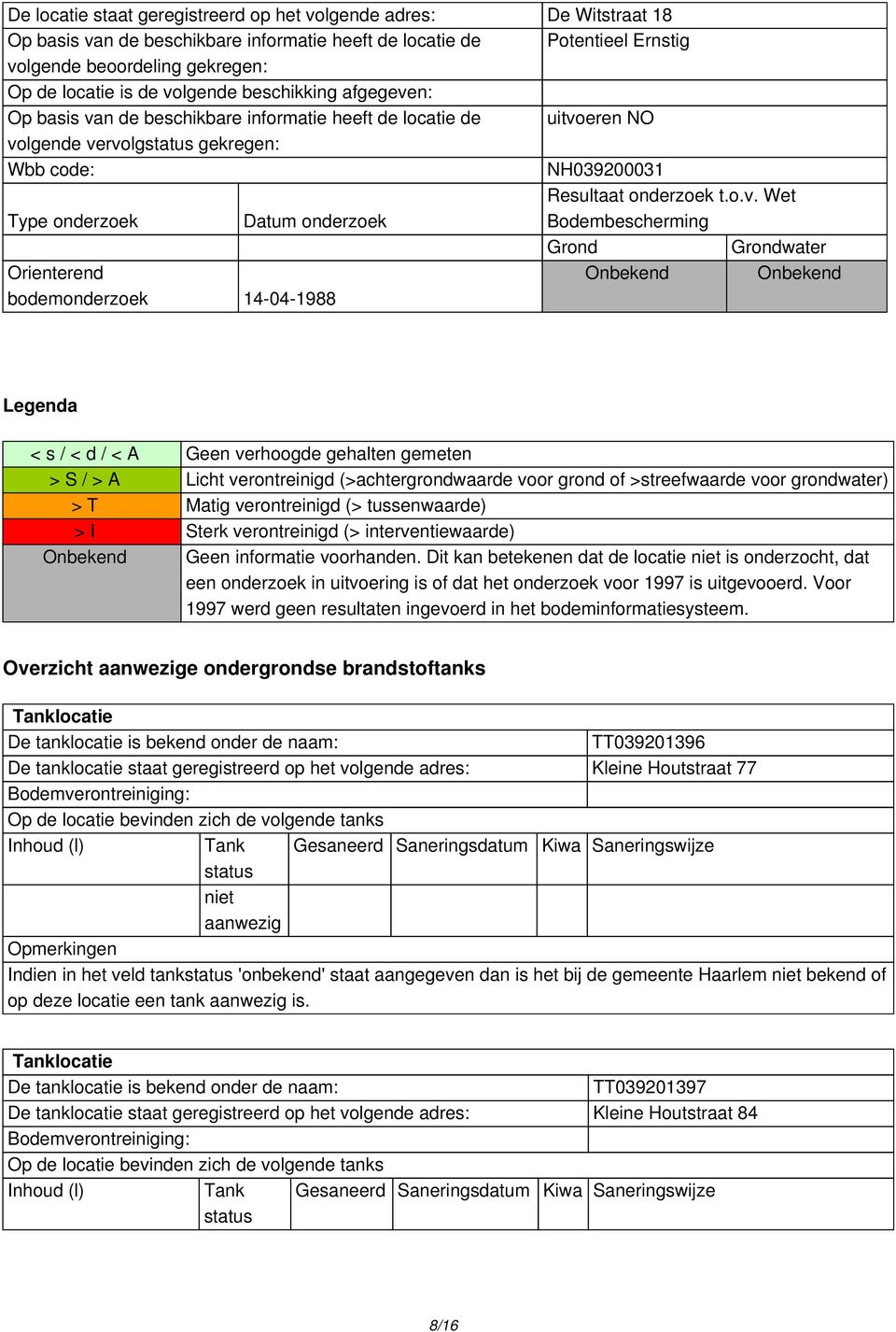 eren NO NH039200031 Type onderzoek Datum onderzoek Resultaat onderzoek t.o.v.