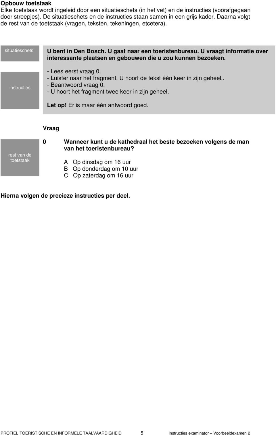 U vraagt informatie over interessante plaatsen en gebouwen die u zou kunnen bezoeken. - Lees eerst vraag 0. - Luister naar het fragment. U hoort de tekst één keer in zijn geheel.. - Beantwoord vraag 0.