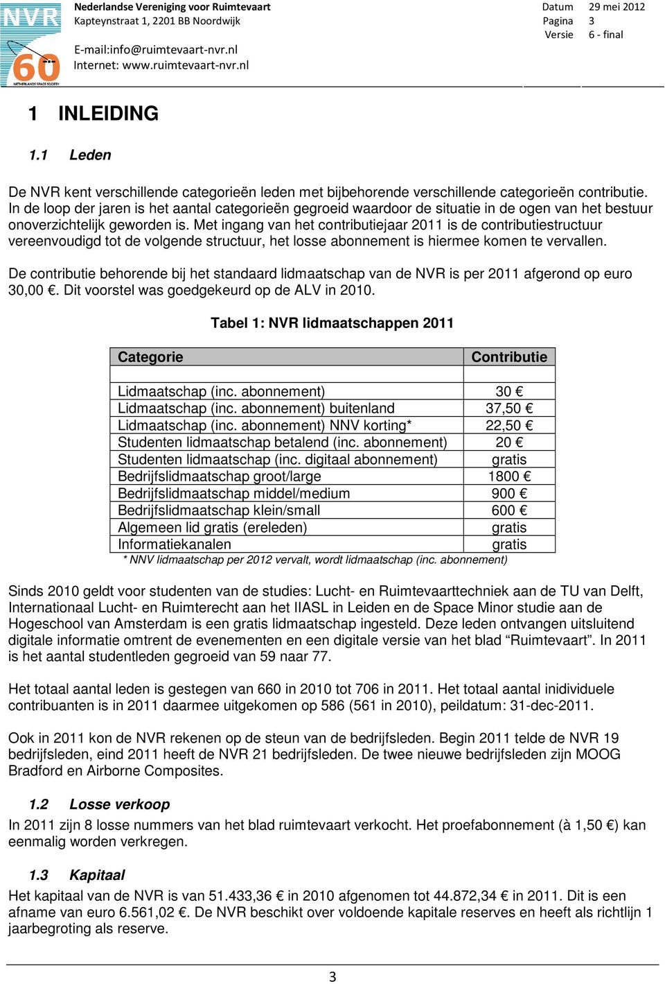 Met ingang van het contributiejaar 2011 is de contributiestructuur vereenvoudigd tot de volgende structuur, het losse abonnement is hiermee komen te vervallen.