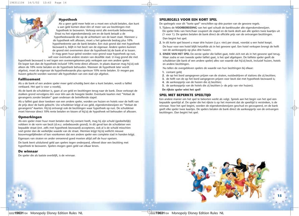 3rd i104 14/1/02 12:42 Page Disney Monopoly. Rules. Magnet Harlequin i - PDF Gratis download