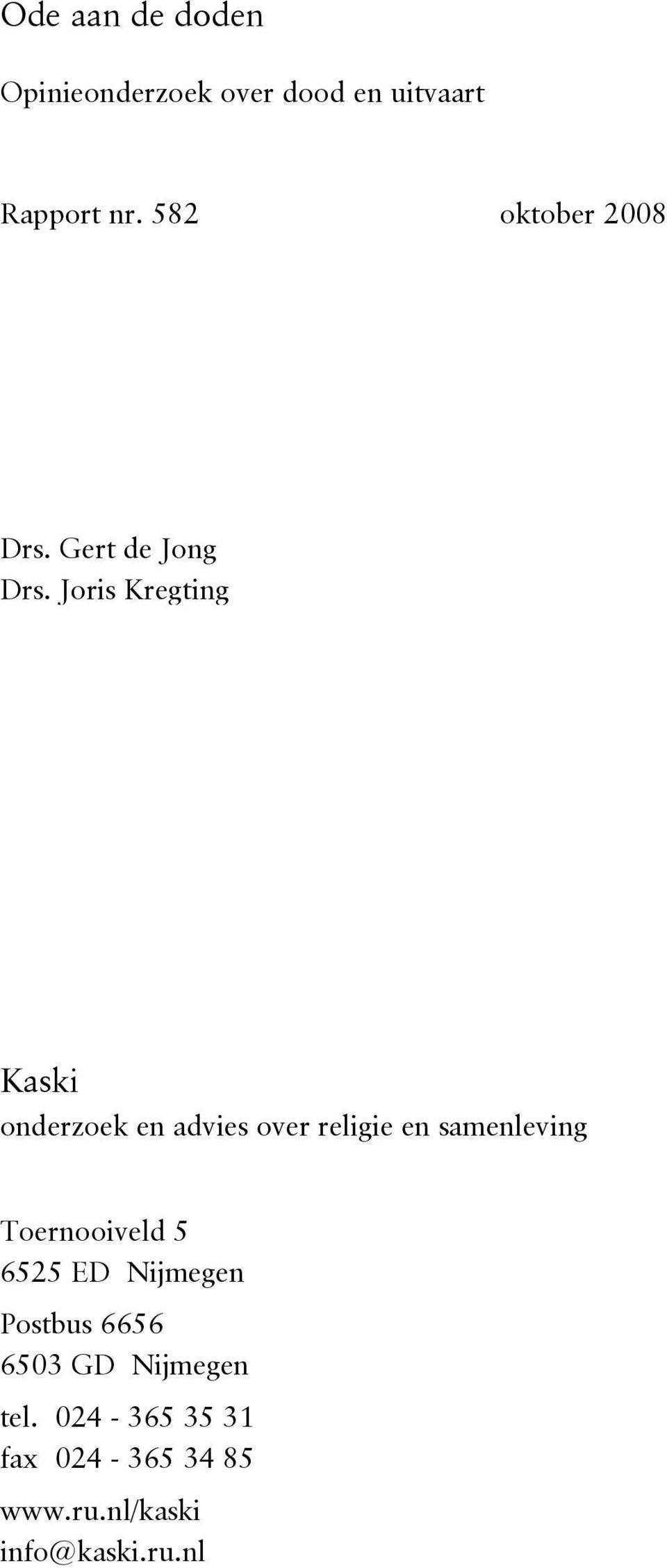 Joris Kregting Kaski onderzoek en advies over religie en samenleving