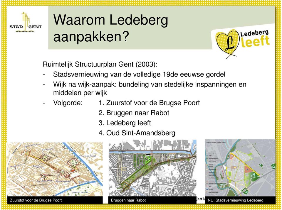 Wijk na wijk-aanpak: bundeling van stedelijke inspanningen en middelen per wijk - Volgorde: 1.
