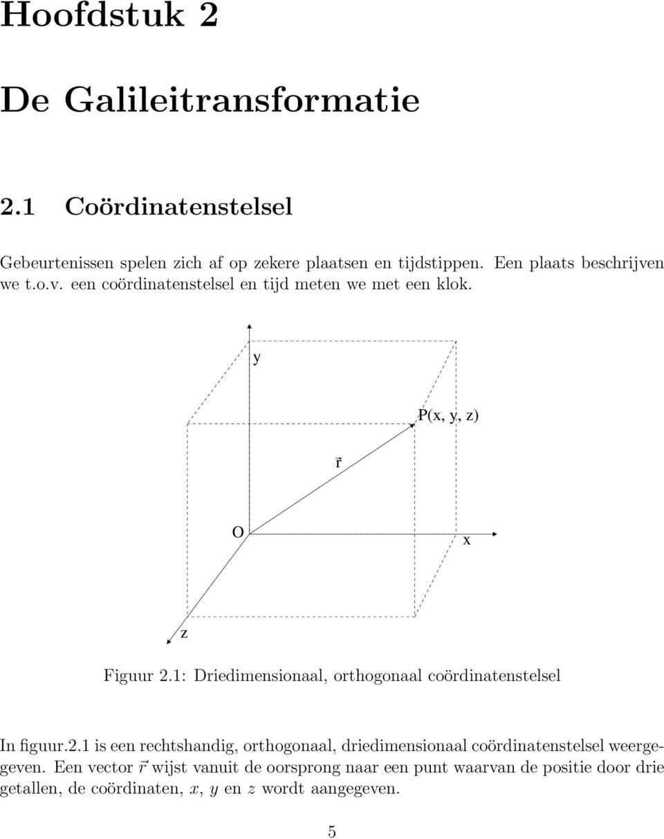 1: Driedimensionaal, orthogonaal coördinatenstelsel In figuur.2.