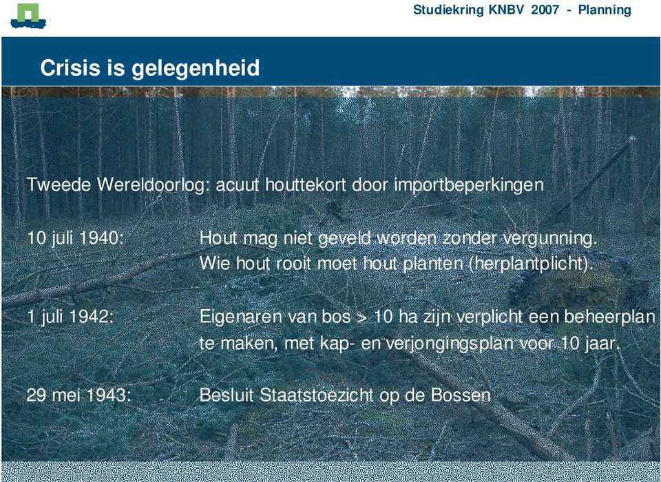 Wie hout rooit moet hout planten (herplantplicht).